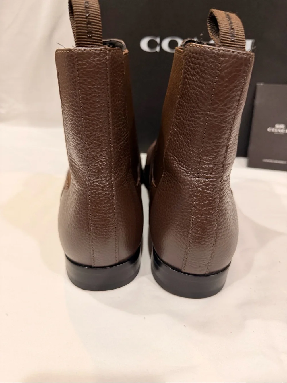 COACH Men’s Brown Pebbled Leather Chukka Chelsea Boots